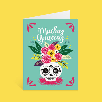 Lucy Loves Paper - Muchas Gracias Sugar Skull - Thank You Card In Spanish (A2)