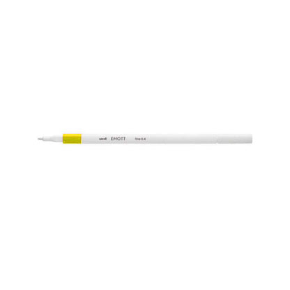 White pen with yellow cap on a white background