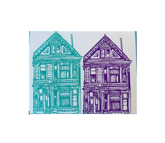 Coffee n Cream Press - Victorians Horizontal Teal Purple Card