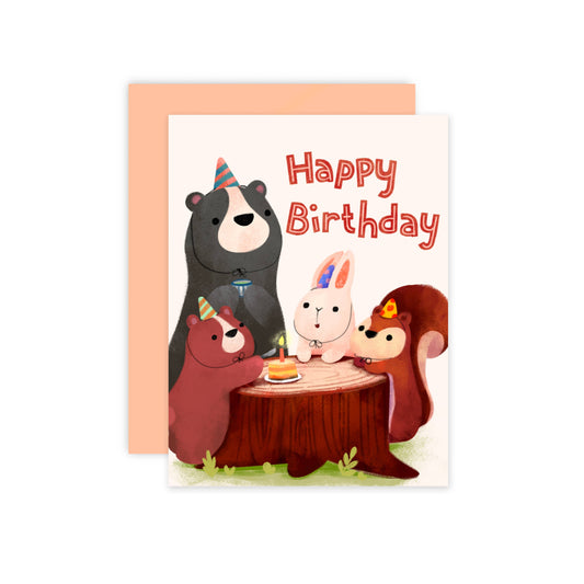 The Little Red House - Forest Animals Birthday Card