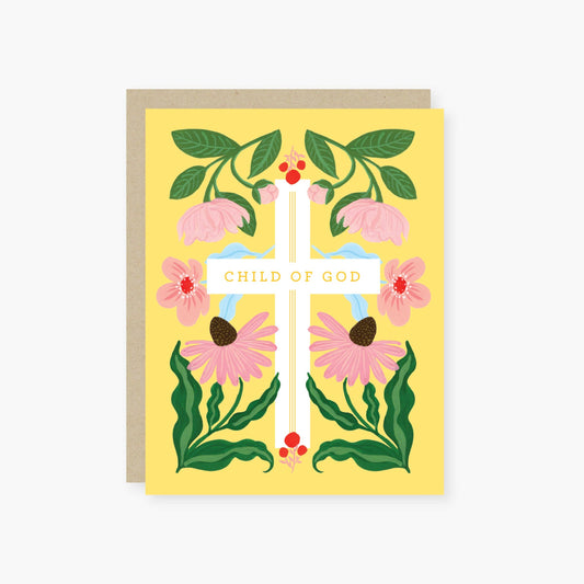 2021 Co. - Floral child of God baptism, first communion card