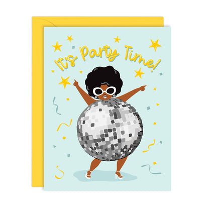 Lucy Loves Paper - Disco Ball Girl Party Birthday Card (A2)