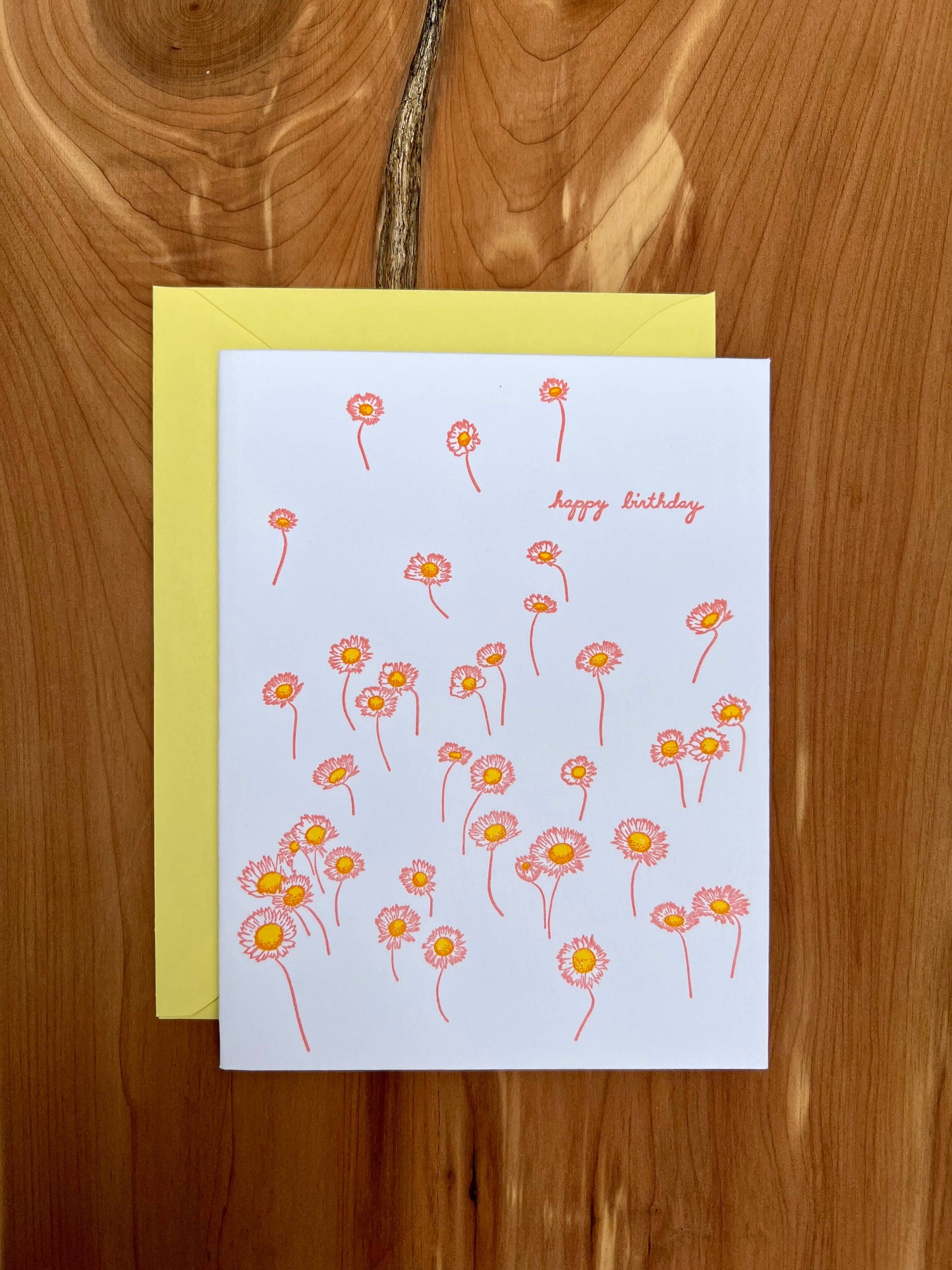 Helen Edna - Birthday Floating Flowers Letterpress Card - Special Colors