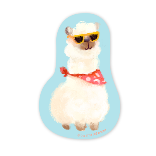 The Little Red House - Hipster Alpaca Vinyl Sticker