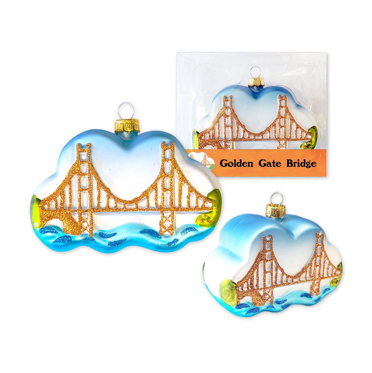 SF Mercantile - Golden Gate Bridge Blown Glass Mold Ornament