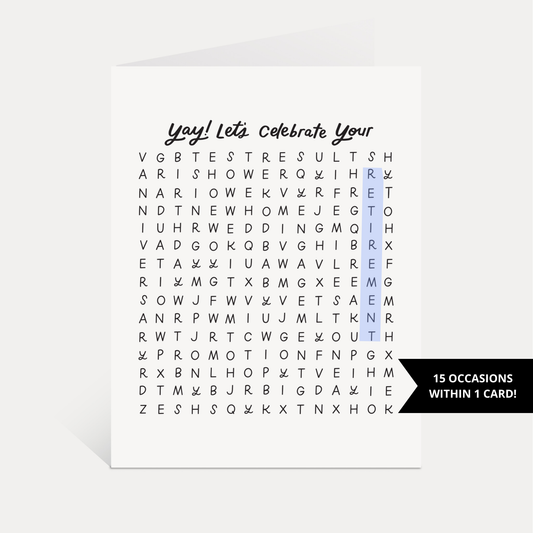 Just Follow Your Art - Let's Celebrate Wordsearch Card