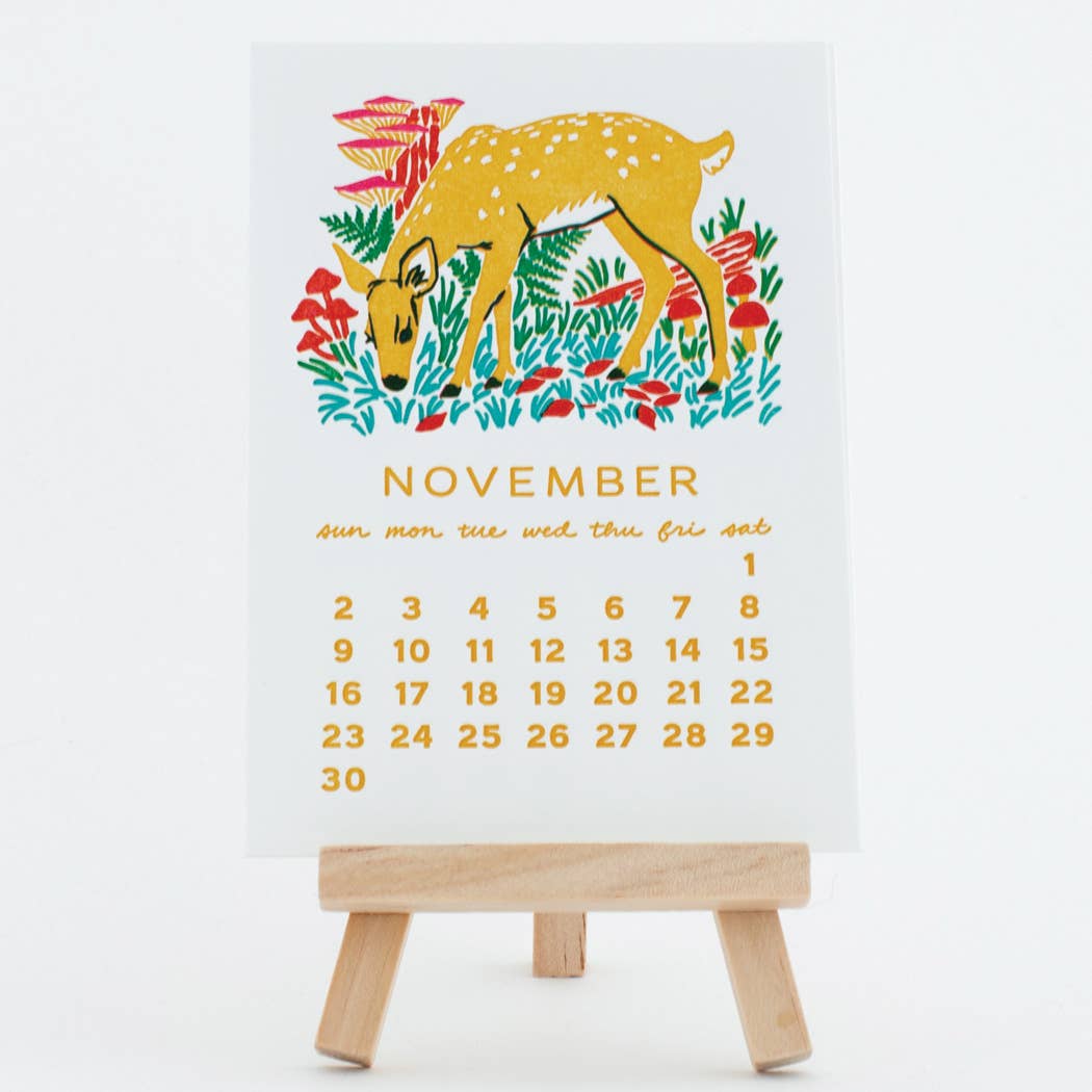 Smudge Ink - 2025 Forest Friends Letterpress Desk Calendar