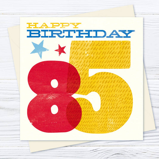 Pennychoo - Woodblock 85th Birthday Card