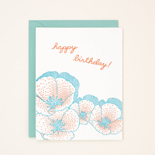 Helen Edna - Birthday Poppies Letterpress Card