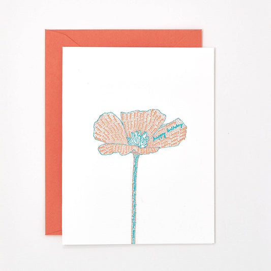 Helen Edna - Birthday Poppy Letterpress Card