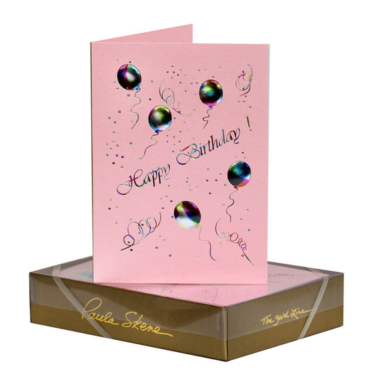 PAULA SKENE DESIGNS - Birthday Balloons on Pink Birthday Card