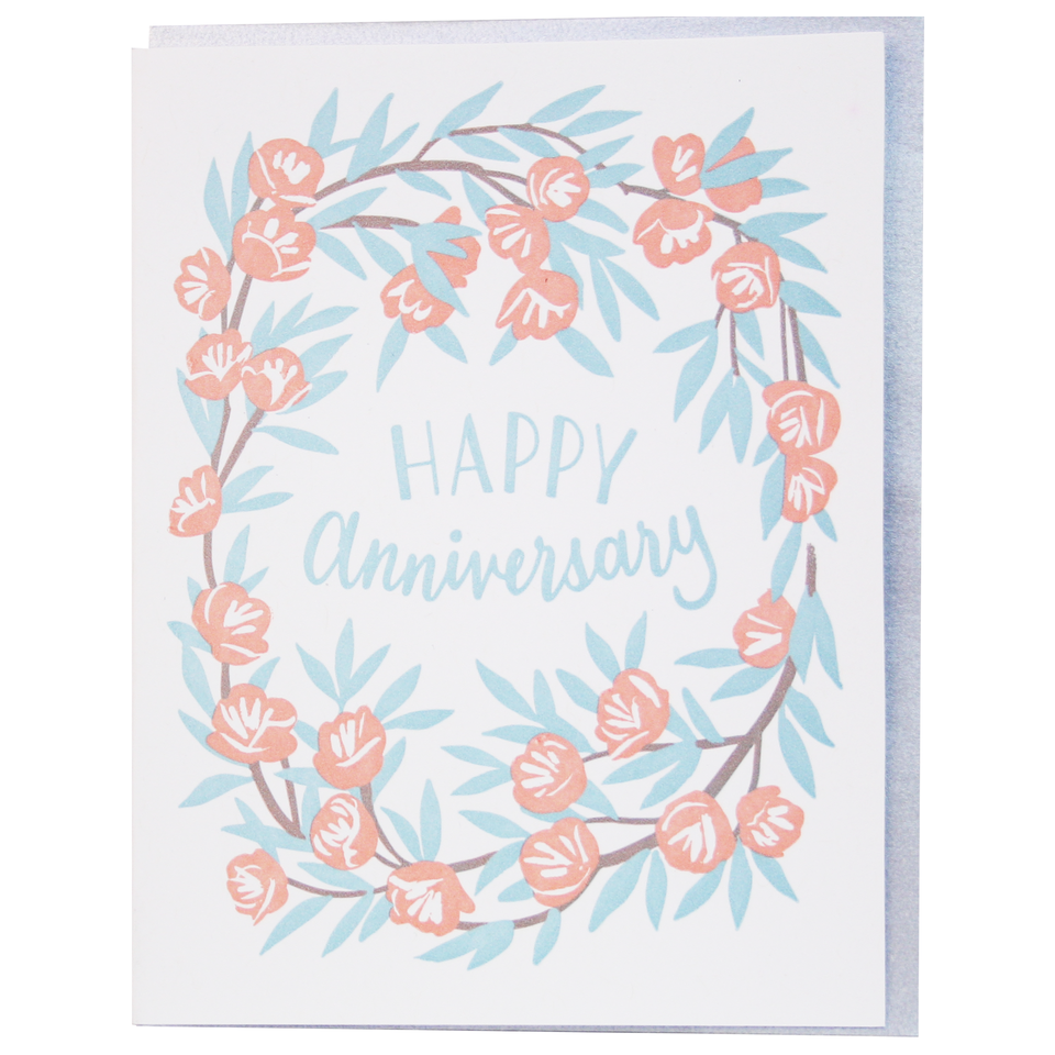 Smudge Ink - Peony Wreath Anniversary Card