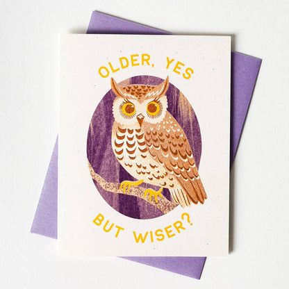 Bromstad Printing Co. - Older Owl - Risograph Birthday Card