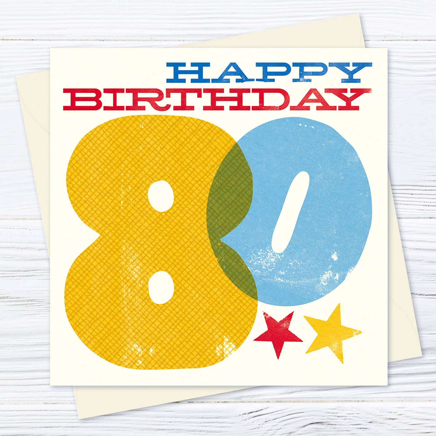 Pennychoo - Woodblock 80th Birthday Card