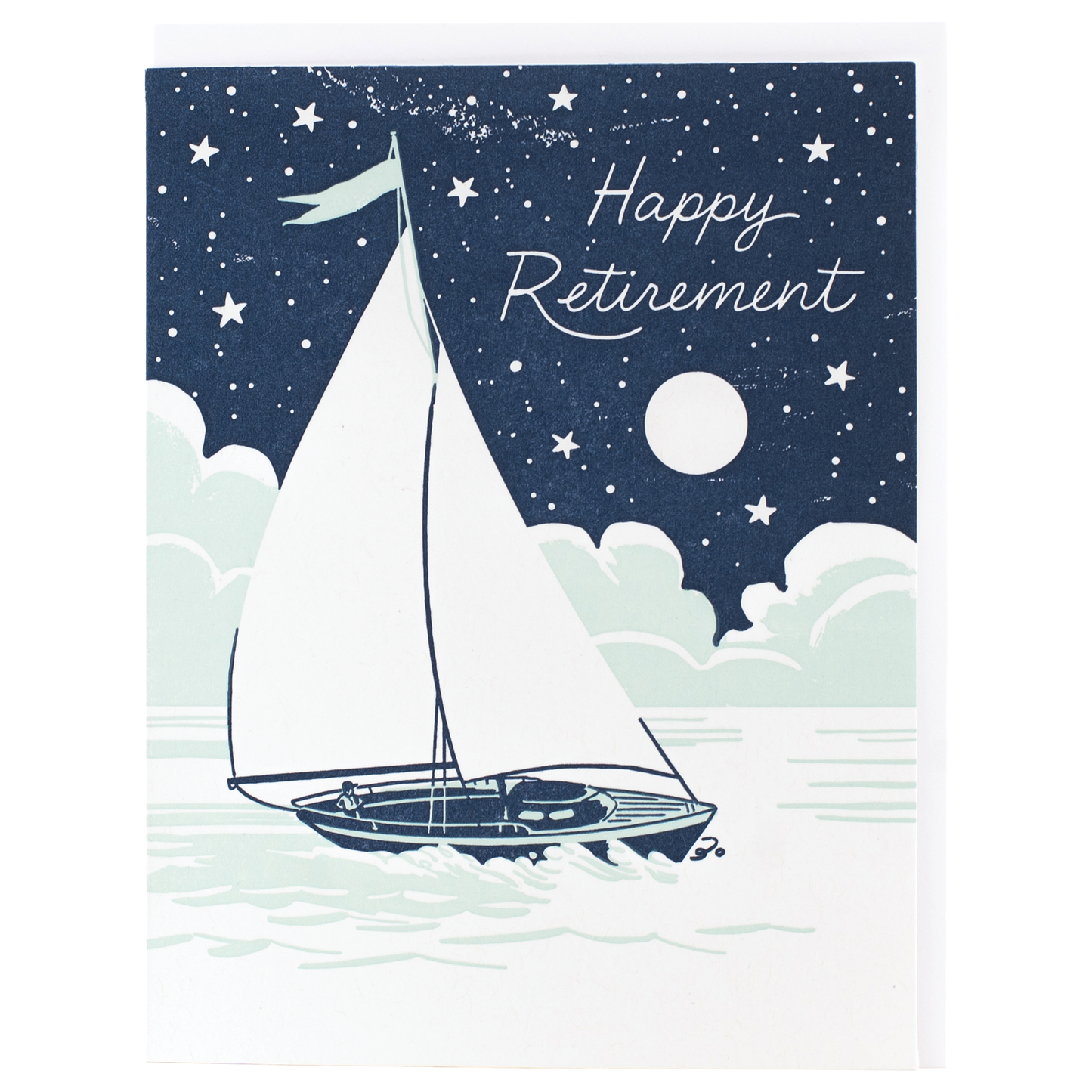 Smudge Ink - Nighttime Sailboat Retirement Card